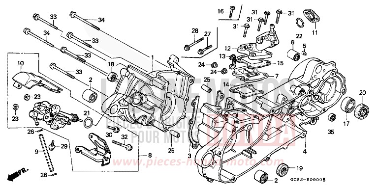 KURBELGEHAEUSE/OELPUMPE von NHX 110 Lead BLAZE RED (R120) von 1989